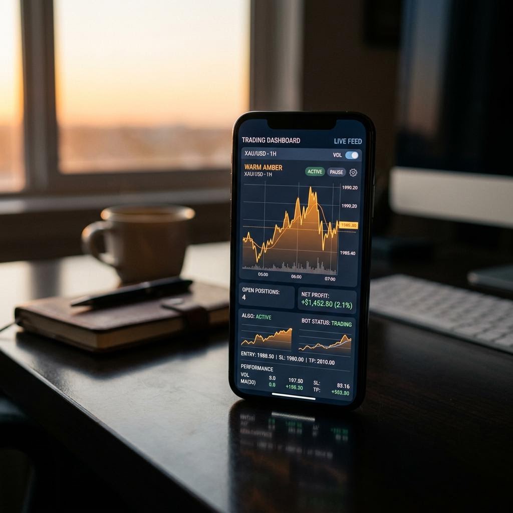 Even Yieldantry AI crypto trading platform interface op mobiel
